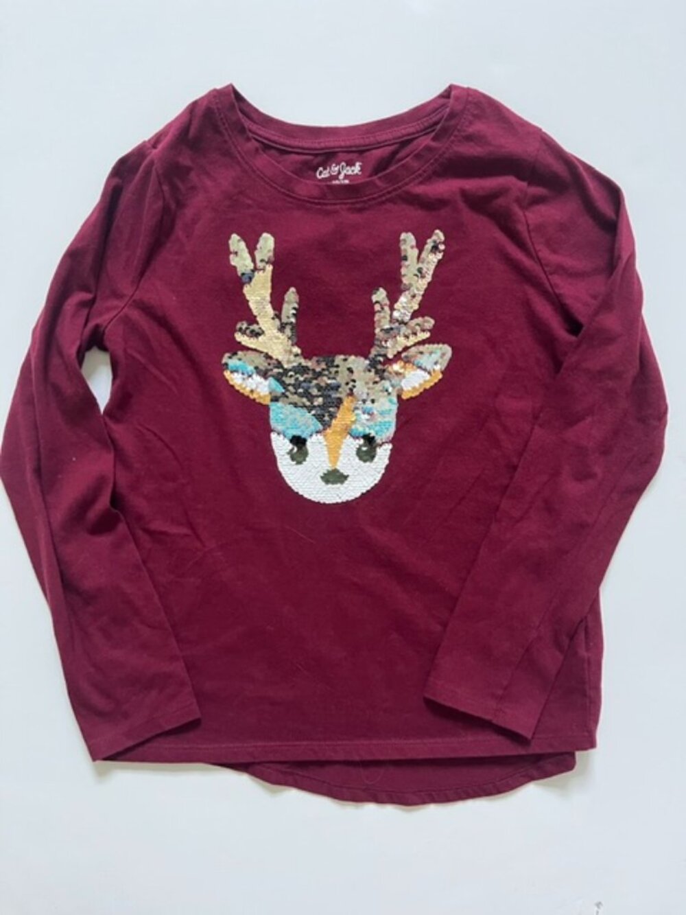 Girl's Reindeer Long Sleeve Tee L